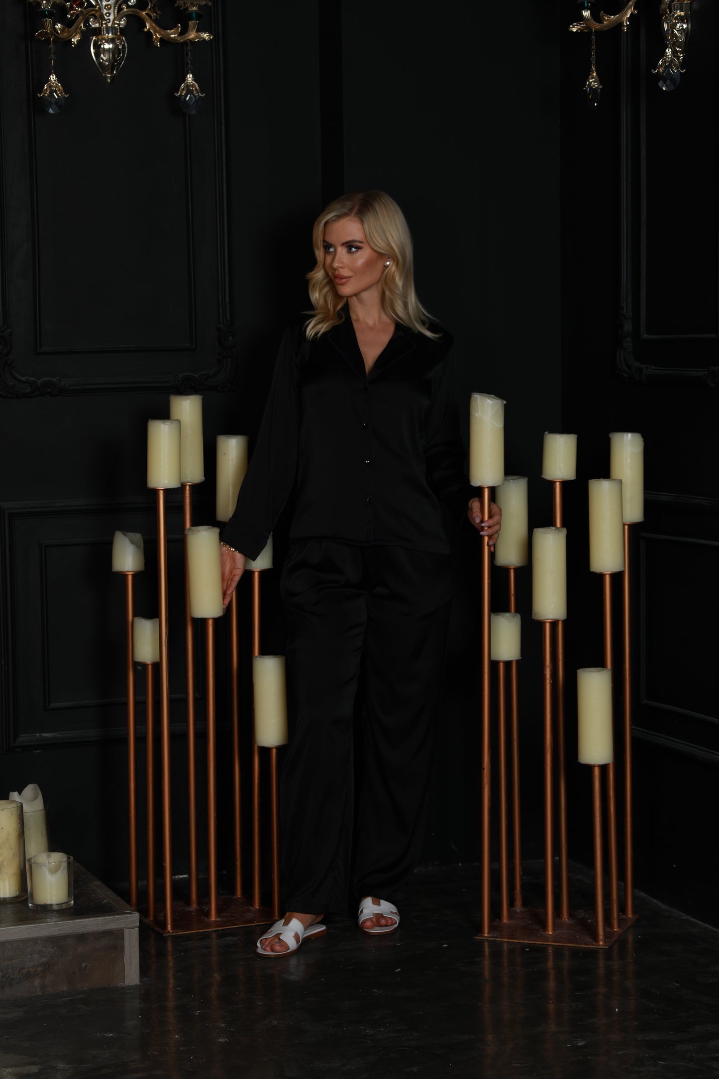 Luxurious Black Silk Lounge Wear